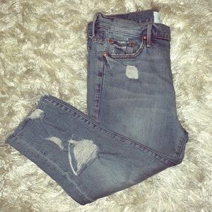 MOTHER High Rise Distressed Capri